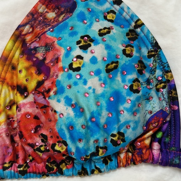 Luli Fama Swimwear Bikini (Top:Large) (Bottom: Medium) Triangle Top Wavey Bottom - Picture 2 of 5